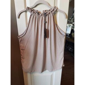 Adrianna Papell Champagne Ruffle‎ Neck Halter Top Size Small NWT